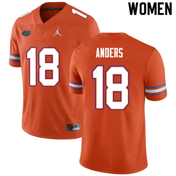 Women #18 Jack Anders Florida Gators College Football Jerseys Sale-Orange